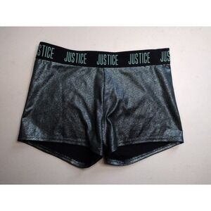 Justice Active Girls Metallic Shimmer Shorts‎ Black Teal Size 12